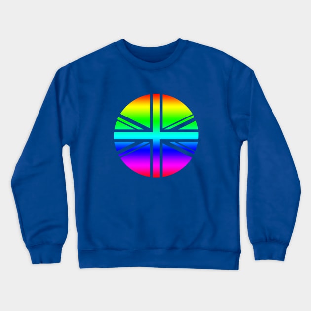 Round UK Union Jack flag rainbow mod Crewneck Sweatshirt by Lefteris